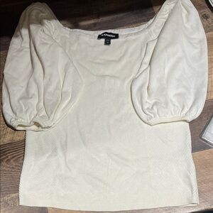 Express Ivory Puff Sleeve Blouse